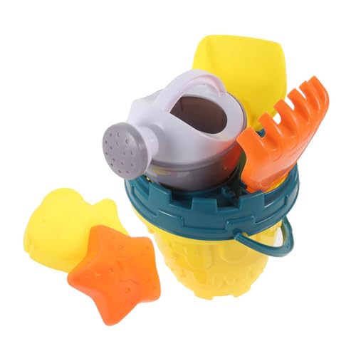 TOYANDONA Juguetes de Playa para Cubo Pala y Moldes de Arena Diseño de Castillo Amarillo Ligero y Portátil para Piscina y Jardín Diversión Veraniega