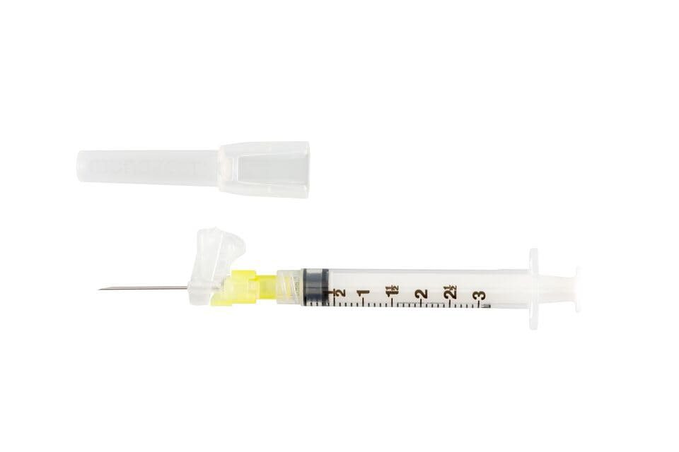 Cardinal Health™ Monoject™ Magellan™ Hypodermic Safety Needle and Syringe Combination, Yellow, 3ML, 20GA x 1IN, Case of 400
