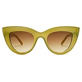 SOJOS Retro Small Vintage Cateye Sunglasses for Women Cute Fashion UV400 Sunnies SJ2939, Mustard Green/Brown