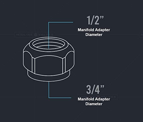 Image of Midline Valve NQY012-5 PEX Manifold Adapter Fitting; 1 /2 in. x 3 /4 in.; Nickel (5 Pack)