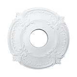 NICENEEDED PU Deckenmedaillon 12 Zoll Außendurchmesser X 3.9 Zoll Innendurchmesser Vintage Geschnitzte PU Deckenmedaillon Weiß