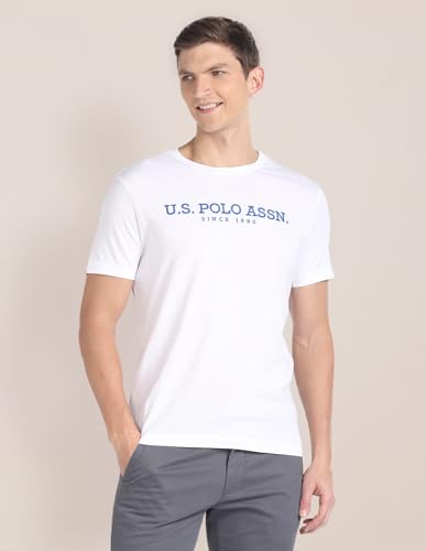 Image of U.S. Polo ASSN. Knitted Slim Fit Cotton T-Shirts for Men - Breathable & Comfortable, Half Sleeves Mens Casual T Shirts
