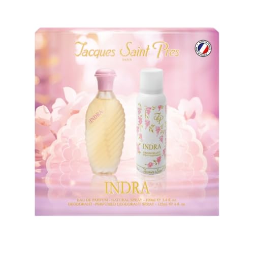 JACQUES SAINT PRÉS - Coffret Parfum Femme Indra - Eau de Parfum 100 ml + Déodorant Spray 125 ml - Oriental Naturel - Made in France