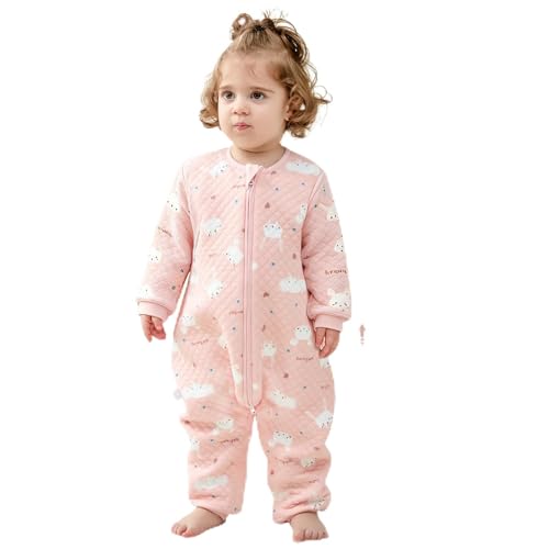 LILBESTIE Baby Sleeping Bag with Legs & Long Arms Sleeves 1.5 Tog Sleep Sack with Feet Toddler 100% Cotton Sleep Bag for 24-36 Months Boy Girl M