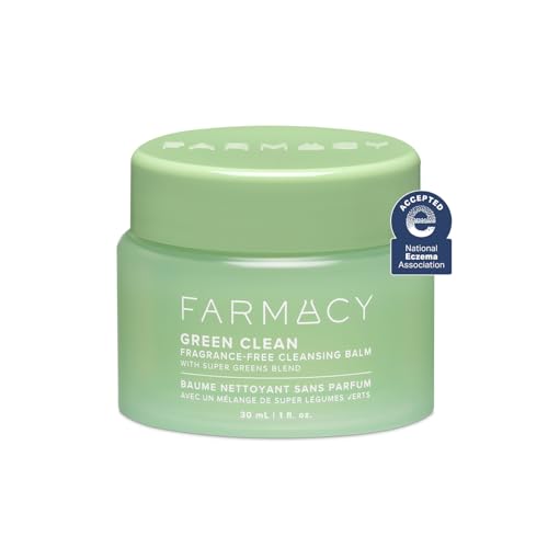 Farmacy Makeup Remover Cleansing Balm - Fragrance Free - Green Clean Waterproof Makeup Remover + Oil Based Cleanser - Gentle Exfoliating Double Cleanser - Melts From Balm to Milky Lather (30ml)