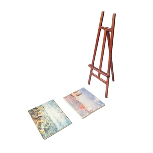 PERSELOSO ミニチュアイーゼル ミニハウス用完成絵画付き かわいいマイクロ風景飾り 手作り模型用繊細仕上げ