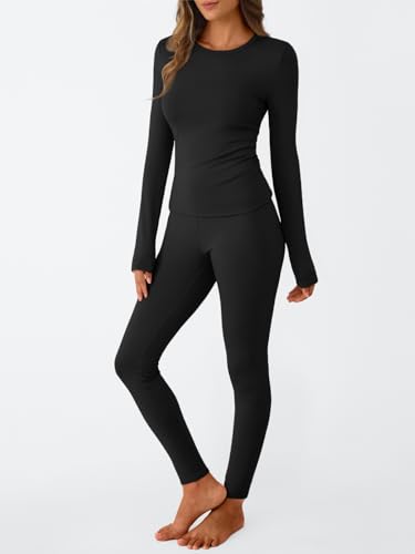 LILLUSORY Womens Long Johns Thermal Underwear Fleece Lined Leggings Warm Pajama Pants Set Shirts Winter Clothes 20253