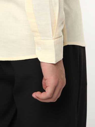 Image of Urbano Fashion Men's Linen Blend Full Sleeve Relaxed Fit Casual Solid Shirt