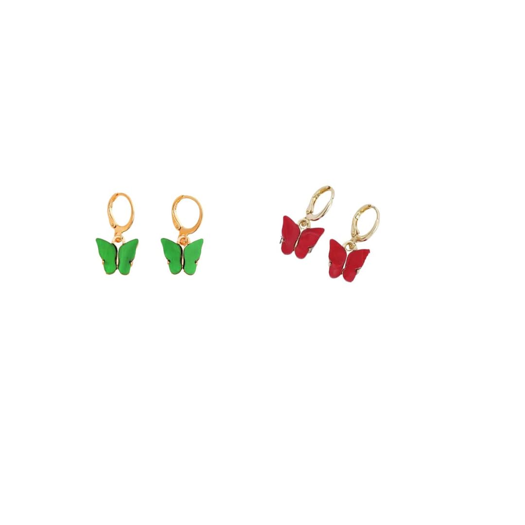 Earring For Women Combo Gold Toned Huggie Hoops With Attached Multicolor Butterfly Charm Hanging Earrings For Women and Girls (Traditiona) (B0D22WMH5F) Amazon Price History, Amazon Price Tracker
