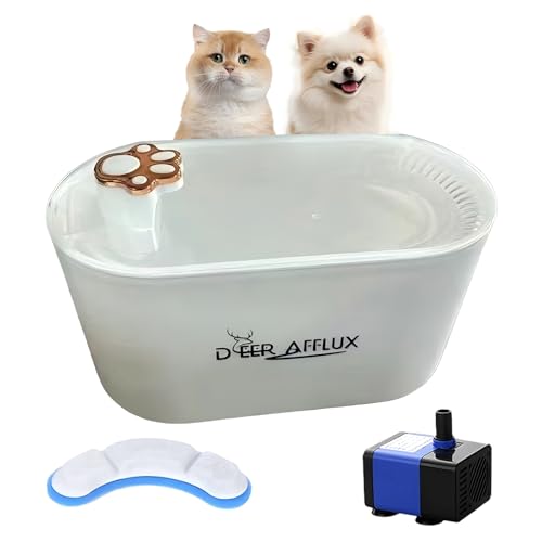 DEER-AFFLUX 【業界新開発・ペット給水器】猫 給水器 犬 猫 水飲み器 ペット用自動給水器 ペット用 みずのみ器 3L大容量 静音 自動水循環 活性炭フィルター USB電源 表示ランプ付き 節電設計 耐久性 耐熱性 水洗い可能 組み立て簡単 お手