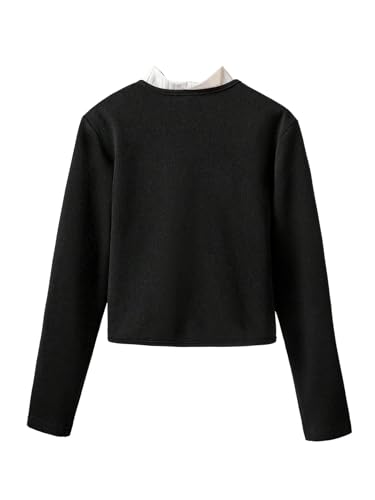 MakeMeChic Girl's Pearl Beaded Long Sleeve Coat Open Front Y2K Short Jacket Outerwear2