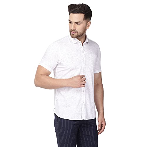 Image of blackberrys Men's Slim Fit Shirt (ES-SP-PR-Shine-HS # White 46)