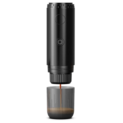 Qomcsrl Cafetera Eléctrica Inalámbrica Portátil para Viajes, Máquina de Espresso Portátil, Cafetera de Cápsulas, Café en Polvo para Coche y Camping.