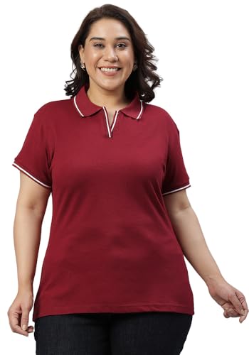 Image of Wear Your Opinion Women's Plus Size Tipped Collar Neck Polo Tshirt