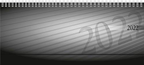 rido/idé 7036102902 Tischkalender/Querterminbuch septant, 2 Seiten = 1 Woche, 305 x 105 mm, PP-Einband anthrazit, Kalendarium 2022, Wire-O-Bindung, verlängerte Rückwand