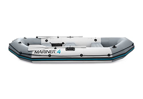 Image of Mariner 4, 4 Person Inflatable Boat for Flood Rescue, Adventure, Rafting, Fishing, with Oars & Air Pump (68376)