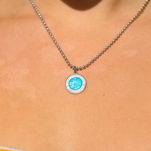 Get Back Necklaces St. Christopher Surf Necklace | Medium, 3/4” Silver Plated Medallion, 24” Aluminum Ball Chain2
