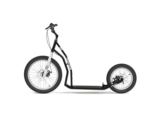 YEDOO Four Y40 Tretroller - bis 150 kg, mittelgroßer, Stabiler Kickscooter mit Scheibenbremsen und 20/16 Lufträdern - Dogscooter für Erwachsene, für Natur und urbanes Off-Road. (Black)