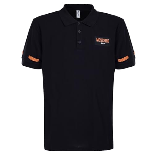 Polo noir Moschino pour homme en coton premium haut de gamme