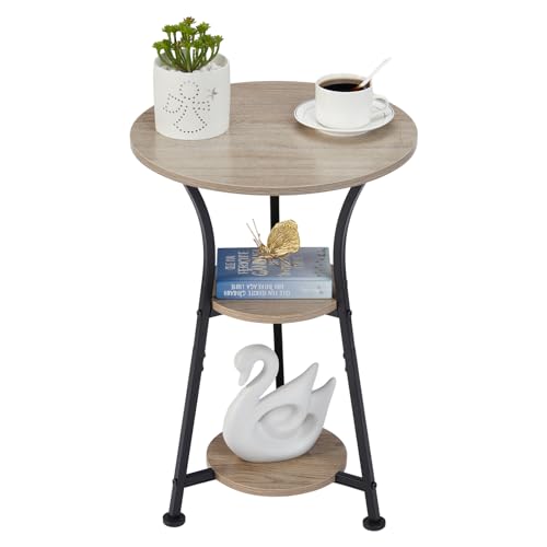 Dulcii 3-Tier Small Round Accent Table for Narrow Spaces - Modern Side Table for Living Room and Bedroom