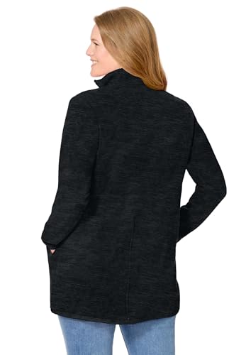 Woman Within Plus Size Zip-Front Microfleece Jacket Long Oversized Fleece2