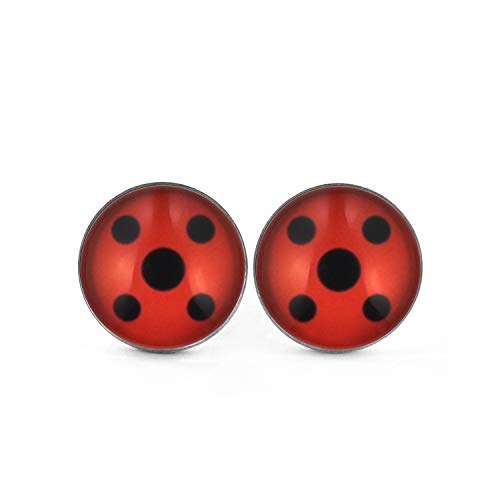 Preisvergleich Produktbild SCHMUCKZUCKER Damen Kinder Mädchen Ohrstecker Motiv Marienkäfer Edelstahl Ohrringe Silber Rot Schwarz (10mm)