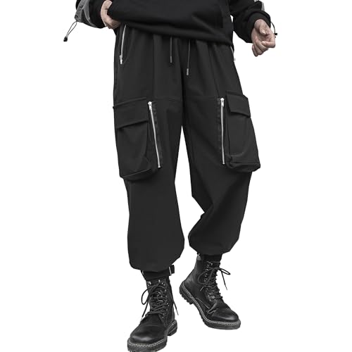 XYXIONGMAO Men's Streetwear Goth Zipper Techwear Pants Baggy Japanese Emo Tactical Cargo Men Black Cool Cyberpunk Pants Mens