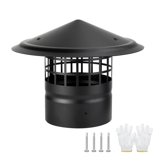 Cone Top Chimney Cap,4 Inch Round Roof Rain Chimney Cover,Wood Stove Pipe Rain Cap Fireplace Exhaust Roof Vent Cover Guard for Outside,Galvanized Steel Just Easy Push,Maximize Airflow Better Vent