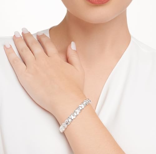 MORGAN & PAIGE .925 Sterling Silver XOXO Hugs and Kisses Tennis Bracelets for Women - Polished Finish Elegant Design for Friendship and Relationship, Silver Bracelets for Women 7 inch2