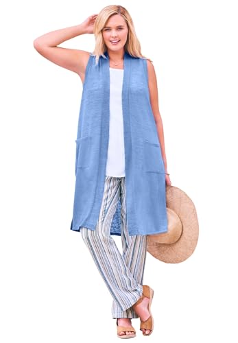 Woman Within Plus Size Lightweight Linen Vest