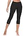 baleaf Women's Yoga Pants Workout Capris Leggings Pockets Mid Waist Crop Athletic Running Tights Black M