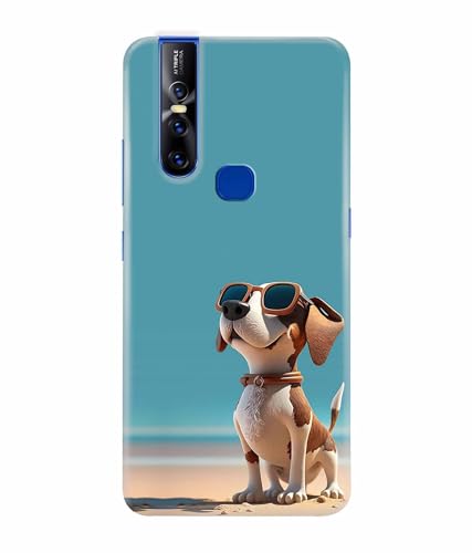 Image of Cute Pet Dog Lover Printed Hard Back Case Cover & Compatible for Vivo V15 (Multicolor) - D1814