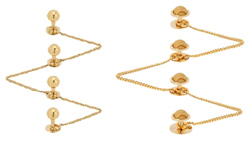 Brass Kurta Buttons with Golden Ball and Chain for Men and Women TNSPKURTA1989 (Golden Ball) (Golden Ball + Wooden Stone)