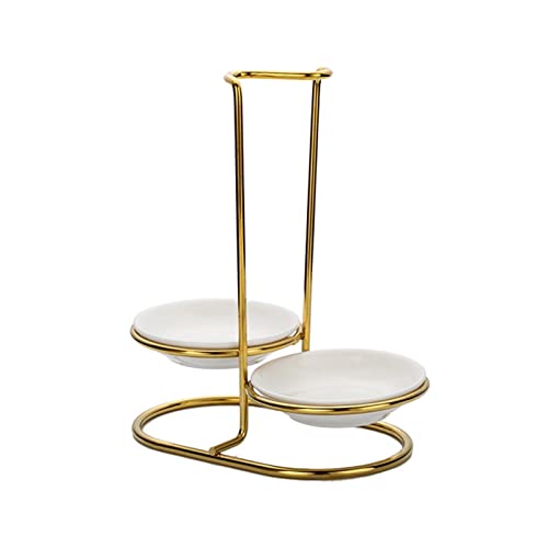 JISADER Porte-louches à Soupe Repose-cuillère Debout Porte-louche Vertical en Acier Inoxydable Repose-cuillère pour comptoir de Cuisine Buffet Ustensile de, Double Rond Blanc
