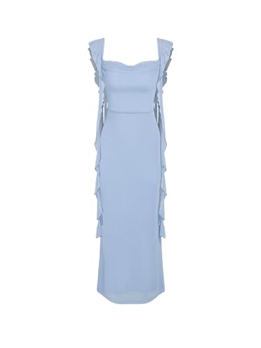 Image of CIDER Formal Dresses for Women Wedding Guest Dresses Summer Maxi Dress Sleeveless Mesh Ruffle Cocktail Dress Elegant Outfits