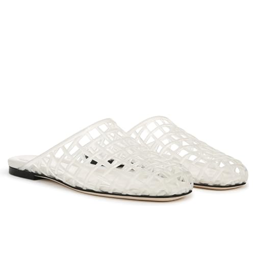 Image of Jelly Shoes for Women Jelly Mesh Flat Sandals Closed Toe Round Toe Slides Flats Slip on Summer Slippers Mules