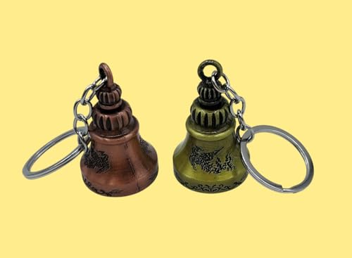 Image of Classic Antique Tibetan Temple Bell Shaped Keyring for Gift Gaurdian bell for Car Bike Bags Metal Key ring Key Chain Bag Charm Gift