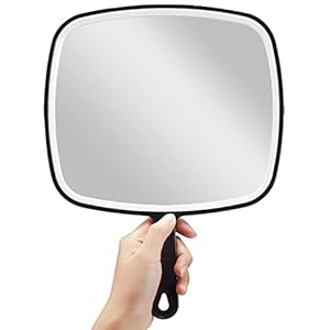 OMIRO Hand Mirror, Extra Large Black Handheld Mirror with Handle, 12.4″ L x 9″ W
