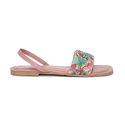 Image of Marc Loire Women's Pair of Embroidered & Embellished Flat Fashion Sandals