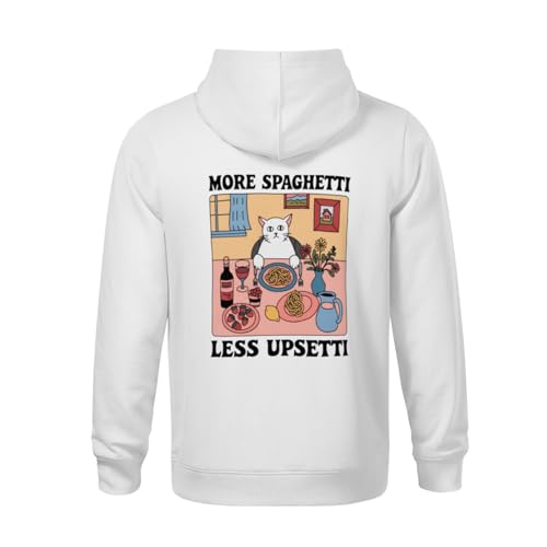 Kids Funny Cat More Spaghetti Less Upsetti Boys Girls Lightweight Kangaroo Pocket Fleece Hoodies3