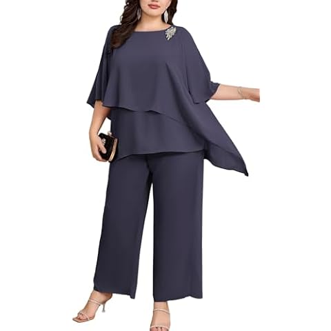 Hanna Nikole Plus Size Chiffon Trouser Suit Cover