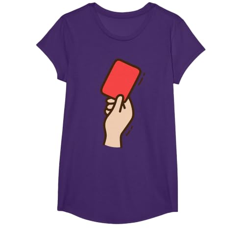 Funny Red Football Card T-Shirt, Girls, Purple, Large
