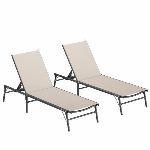 Image of Amopatio Outdoor Lounge Chairs Poolside Chaise Lounge for Patio Set of 2