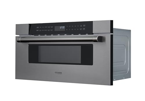 Image of KoolMore Reserve 30 in. 1.2 cu. ft. Microwave Drawer with 10 Power Levels, Sensor Cooking, Melt, Defrost, Bake, Roast, Broil, Timer, Express Cook, 1500 Watts, UL Certified in Black Stainless-Steel