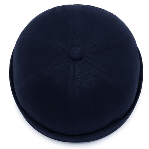 Image of 2 Pcs Mens Brimless Docker Cap Set - Retro Worker Sailor Skull Cap Beanie with Rolled Cuff