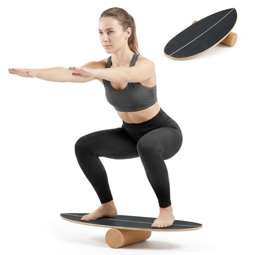 GYMAX-Balance-Board-for-Adults-330LBS-Wobble-Boards-with-Storage-Rack-Wooden-Exercise-Balancing-Stability-Trainer-for-Improve-Balance-Surfing-Skate-Yoga-Skateboarding GYMAX Balance Board for Adults, 330LBS Wobble Boards with Storage Rack, Wooden Exercise Balancing Stability Trainer for Improve Balance, Surfing, Skate, Yoga, Skateboarding - Image 1