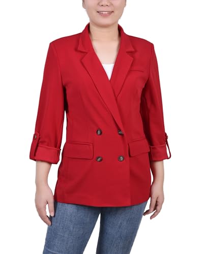 Womens Petites Solid Two-Button Blazer