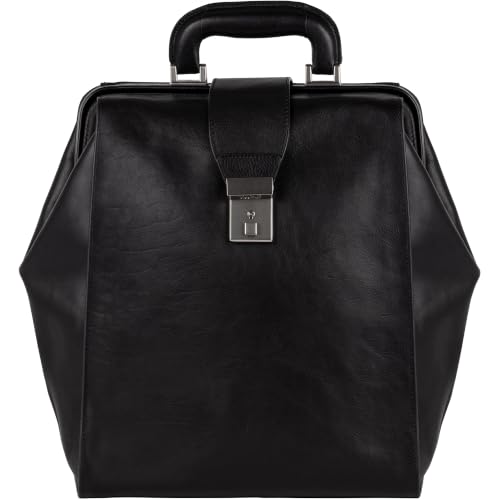 Image of Time Resistance Leather Backpack for Men and Women - Business Rucksack Laptop Bag (Black)