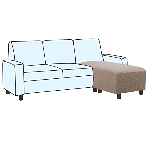 Image of H.VERSAILTEX Ottoman and Sofa Seat Cushion Combined Cover Slipcover Rectangle Sofa Slipcover Fit Length 56'-75' Suitable for L Shaped Seat Cushion Cover or Chaise Part Cover Stretch Thick Soft - Taupe