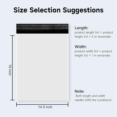 Image of White Poly Mailers 14.5x19 Inch, 100 Pack | Self-seal shipping bags with secure adhesive; for clothing, towels, accessories, boutique packing, and ecommerce orders